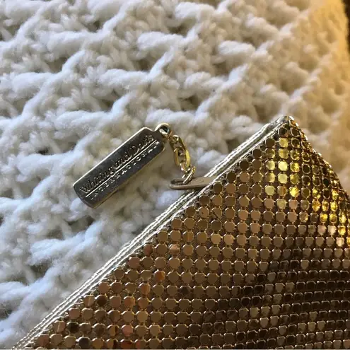Whiting & Davis Gold Mesh Evening Bag Zippered Clutch Vintage Holiday Party NYE