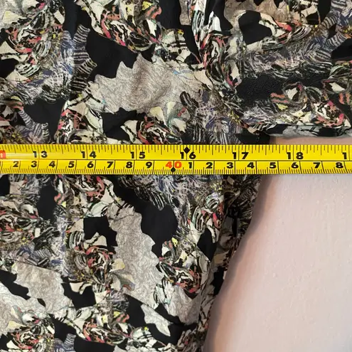 Slate + Willow Gray Black Multicolor Flowy Midi Dress 100% Silk Women's size 6
