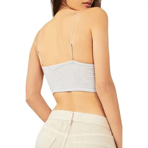 Free People  Carrie embroidered gray blue moon longline bralette, L NWT