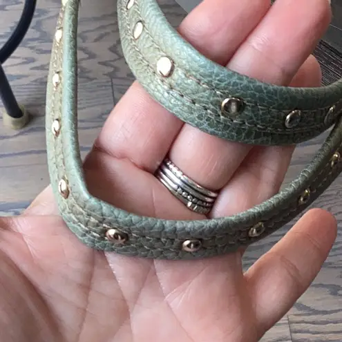 Kathy Van Zeeland Gold Vegan Leather and Vegan Suede Studded Shoulder Bag