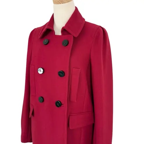 Gerard Darel Wool Double-Breasted Peacoat Red Pink Sz 42FR 10US