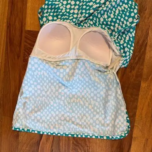 Catalina Teal and White Polka Dot Swim Tankini NWOT