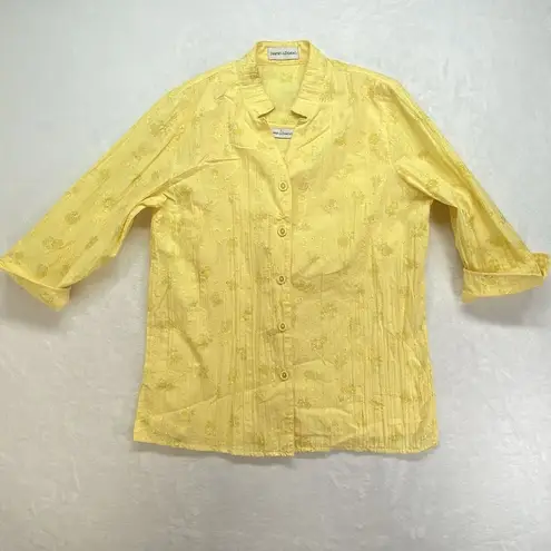 Drapper's and Damon's Yellow Shirt & Tank Womens Medium (No Tag) embroidered