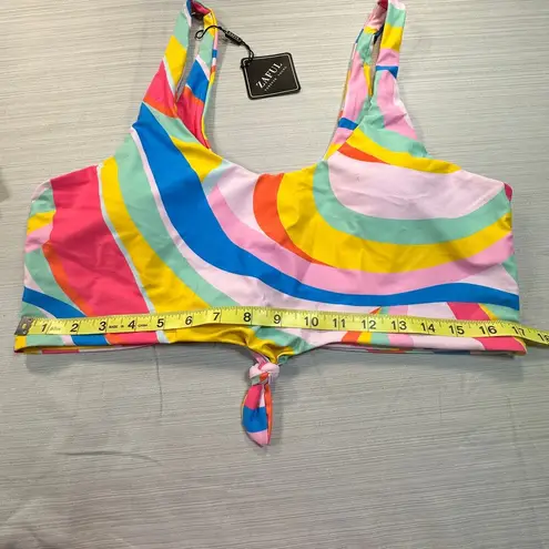 Zaful  Women's XXL Neon Colorful Abstract Print High Waist Swim Bikini Set NWT