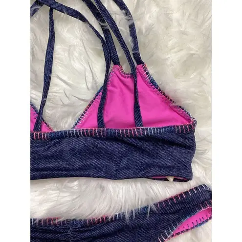 PilyQ New. Cayman stitched reversible bikini set. S-top/M-bottom