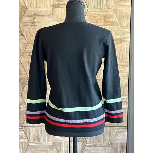 Armani Collezioni Vintage Armani Sweater Small Black with Multicolor Pullover