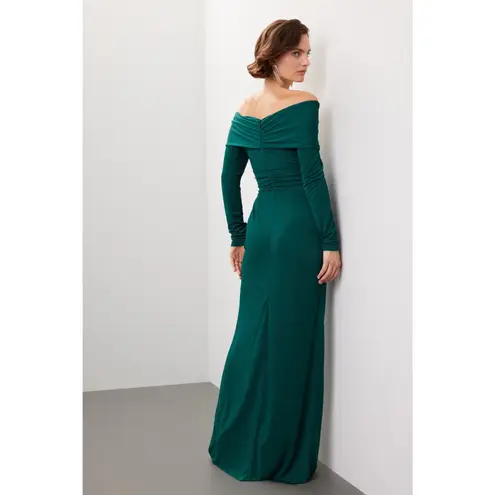 Zac Posen Emerald Green Off Shoulder Cocktail Maxi Formal Gown 10