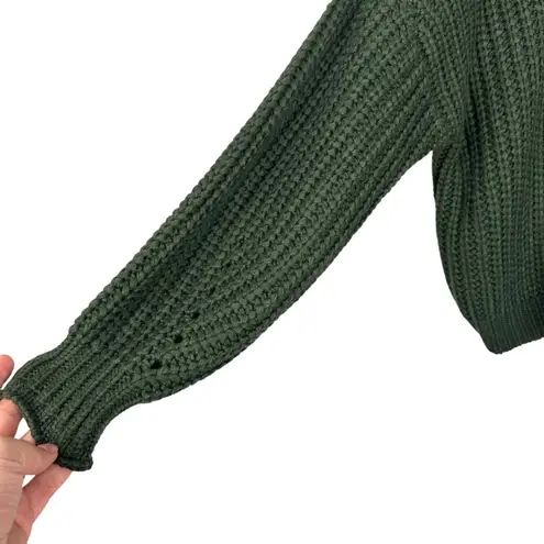 Elodie Dark Green Oversized Pullover Chunky Loose- Knit Cozy Sweater Sz Medium