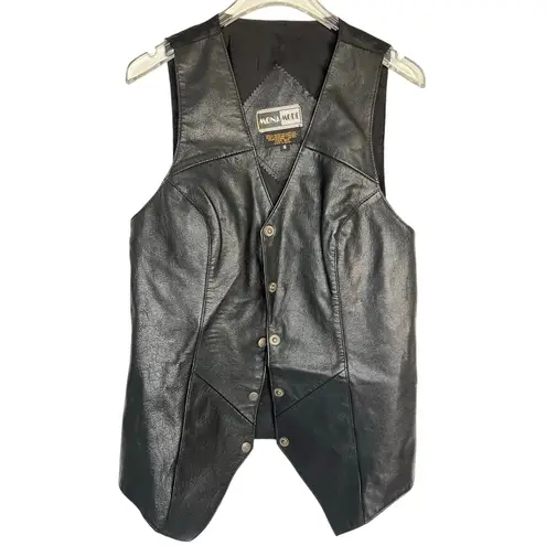 Vintage Mona Mode Genuine Leather Snap Button Black Vest XS to S