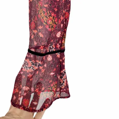 Cupcake and Cashmere Floral Print Chiffon Mini Dress Red Size 0