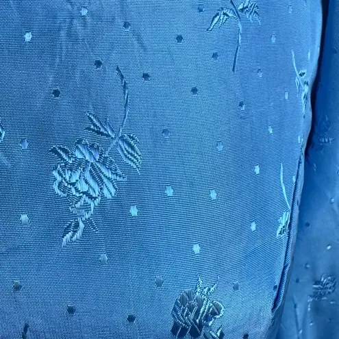 Vintage 70s Prairie Dress Blue Puff Sleeve Floral ILGWU Union Made Size M