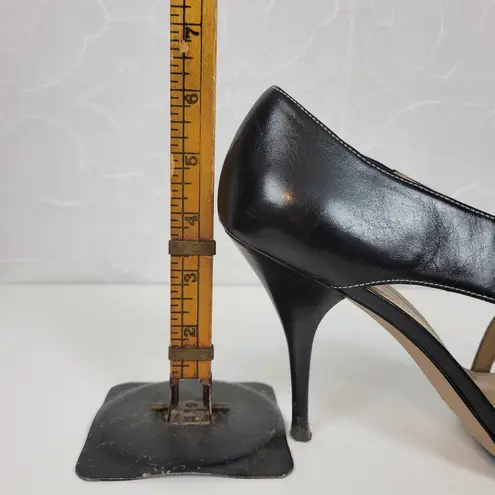 Ellen Tracy Ventura Womens Shoes Size 8 Black Leather Peep Toe Strappy Heels
