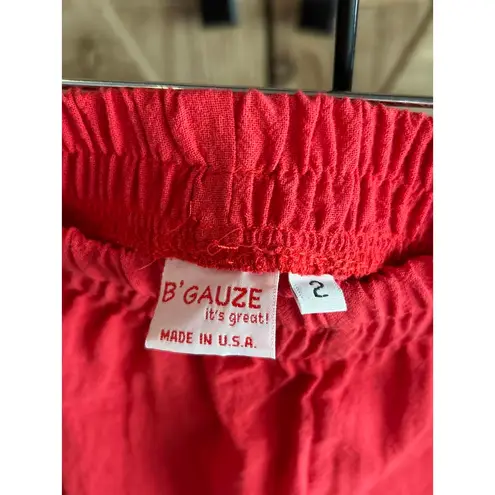 NWT B'Gauze Crop Red Pants Sz 2 Cinched Hem Elastic Waist