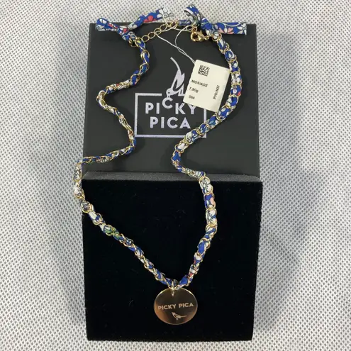 Picky Pica NWT Necklaces Mix of Cotton fabric, Silver Chain and Brass Plate