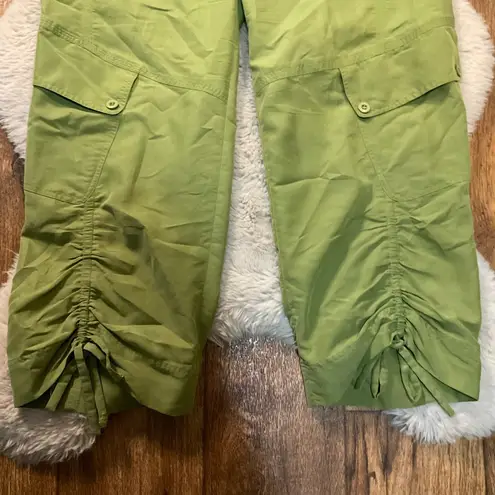 Ellen Tracy  Size 8 Green Pants Cargo Tie Gather Front Loop Sides Crop