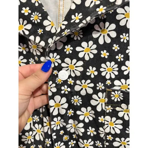 Big Bud Press Lazy Daisy Black Short Sleeve Jumpsuit 2XL Cotton Workwear Floral Size 2X