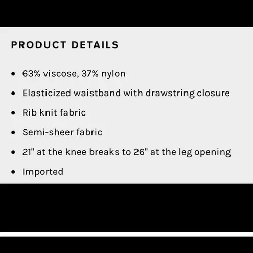 SNDYS Everyday Lounge x Revolve Baha Ribbed Knit Wide Leg Pants Black Medium NWT