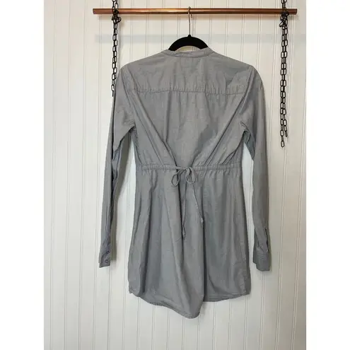 Esprit Gray 100% Cotton Long Sleeve Pintucked Pleated Mini Dress Size S