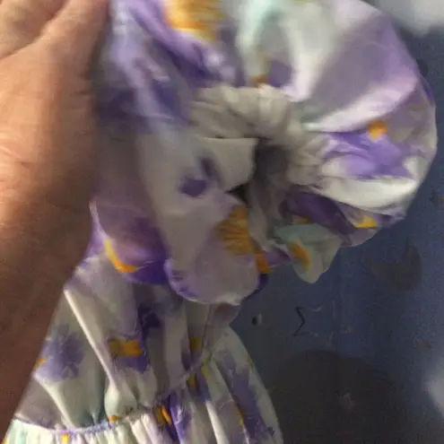 Cottagecore Puffed Sleeves Floral Dress Large L Lined Gathered Neckline