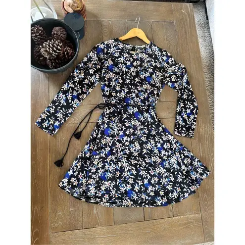 Shoshanna Silk Abstract Print Dress in Blue and Black Size 4