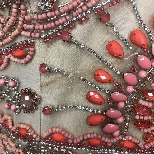 NEW VIVI TA Coral Embellished Prom Gown Dress Women's Size 14 Strapless Beaded