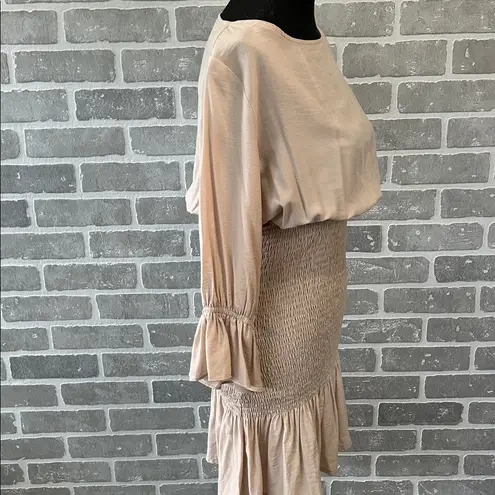 Grade & Gather Smocked Chic Beige Women's Mini Dress Size Medium