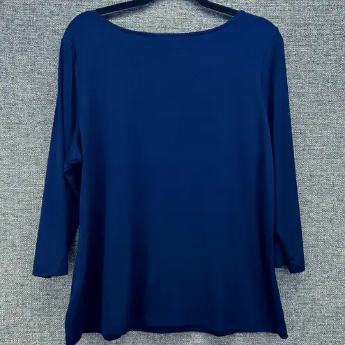 Susan Graver Womens Tunic Size L Liquid Knit Classic Embellished Neckline Comfy