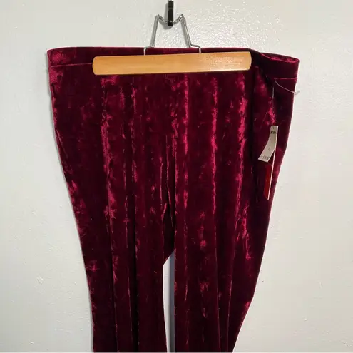 Hot Kiss Pull On Velvet Pant Wine Red L
