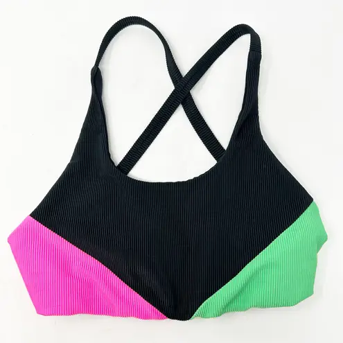 Beach Riot Womens Active Gym Nora Colorblock Ribbed Crisscross Back Sports Bra