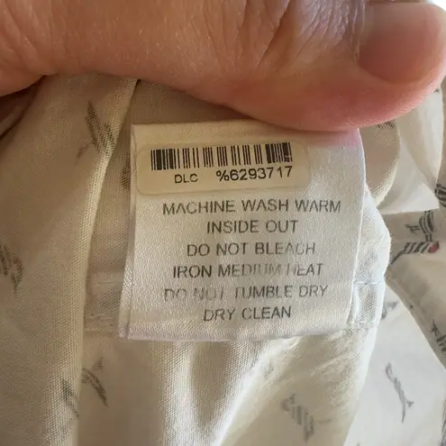 Billy Reid Women’s Oversized Bird Print Cotton Button Down Shirt White XS