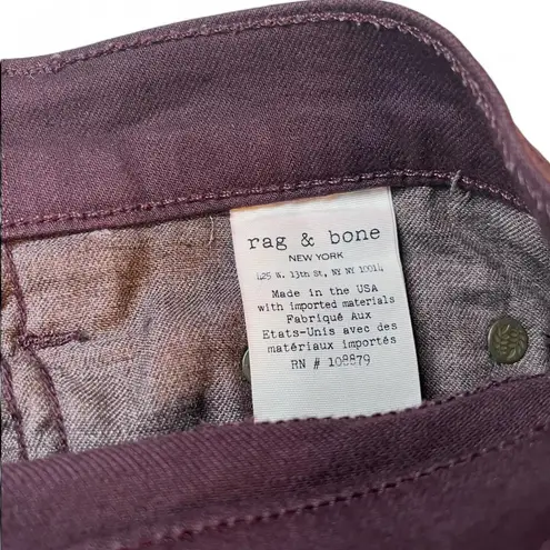 Rag and Bone Capri Jeans The Dre Aged Wine Burgundy Skinny Cropped SZ 26/24”inseam Purple