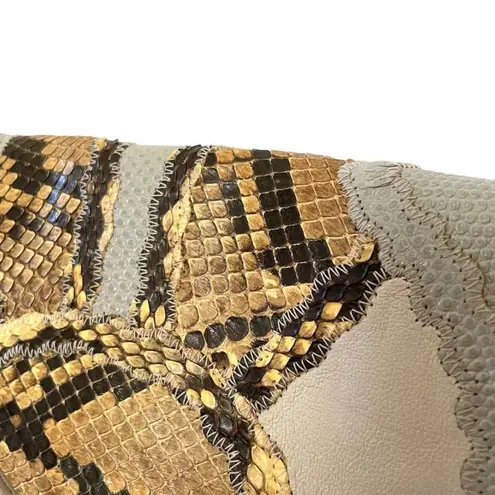 Carlos Falchi Vintage Snakeskin Reptile Gray Leather Clutch Purse Shoulder Bag Multiple