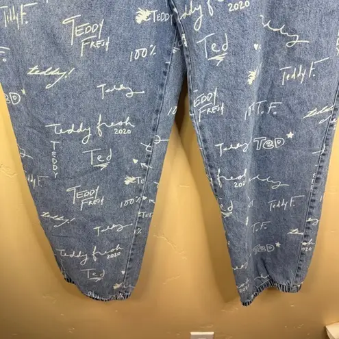 Teddy Fresh  All Over‎ Print 2XL Denim Joggers Graffiti Drawstring Waist Pants - Image 3
