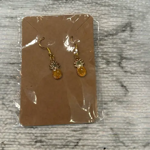 Pineapple Enamel Dangle Earrings Yellow
