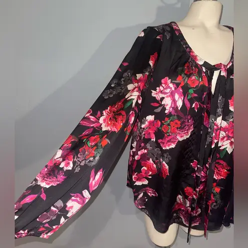 Kirna Zabete for Target Black Floral Blouse top shirt long sleeve woman’s medium