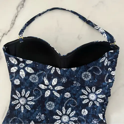 Bleu Rod Beattie Bleu Rod BeattieTake-a-Dip Shirred Bandeau one Piece Swimsuit Floral navy size 8