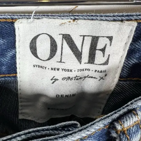 One By One Teaspoon Trashed Free Birds Distressed Low Rise Medium Wash Jeans 24 Blue