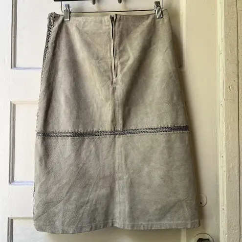St. Tropez Vintage Saint Tropez Suede Leather Skirt sz M Green Patchwork Boho Western Suede
