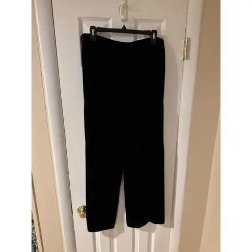 Soft Surroundings Veletta Velvet Pants Women's M Black Wide Leg Stretch