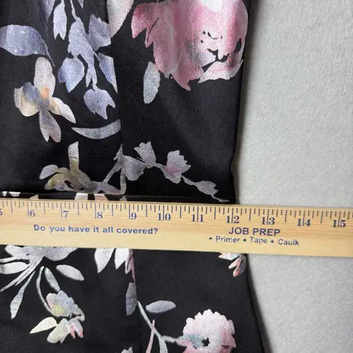 BCX Dress Floor Length High-Neck Maxi Dress Black Floral Print Women’s Size 3