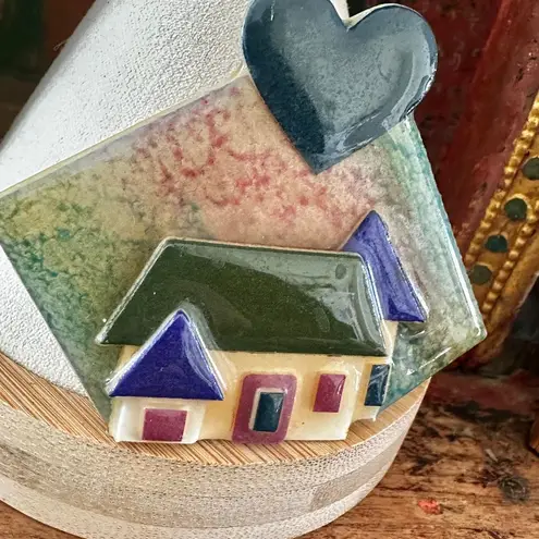 House Pins® by Lucinda – Heart & House Dimensional Resin Brooch