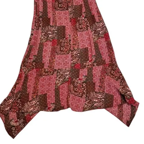 Scarlett Midi Dress Paisley Print Y2K Sleeveles Sundress Red Brown Sz 7/8