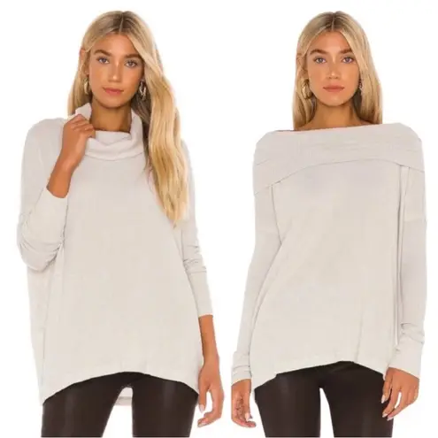 Free People  Juicy Deep Wine Waffle Knit Cowl Neck Oversized Sweater Small NWT