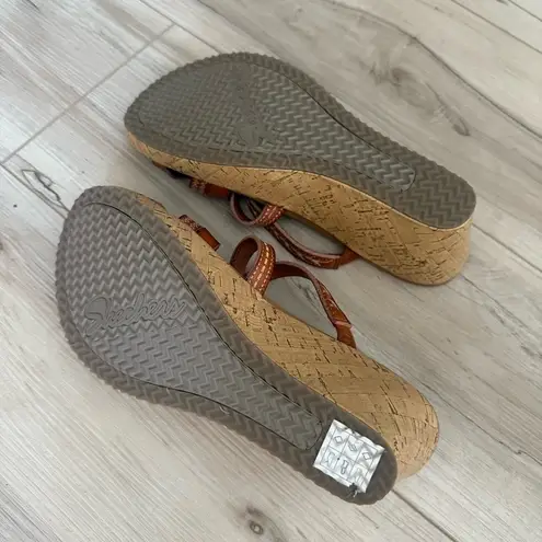 Skechers  Women's Beverlee Tiger Posse leather wedge sandals Size 8