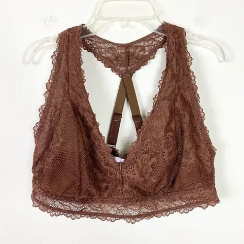Savage X Fenty Warm Brown Floral Lace RacerbackāBralette Bra Size 2XL