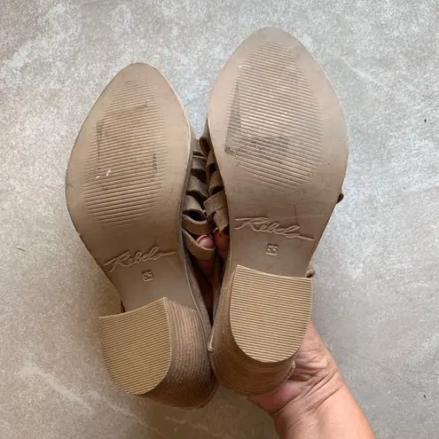 REBELS Sand Suede Cutout Block Heel Mule Booties Size 6.5