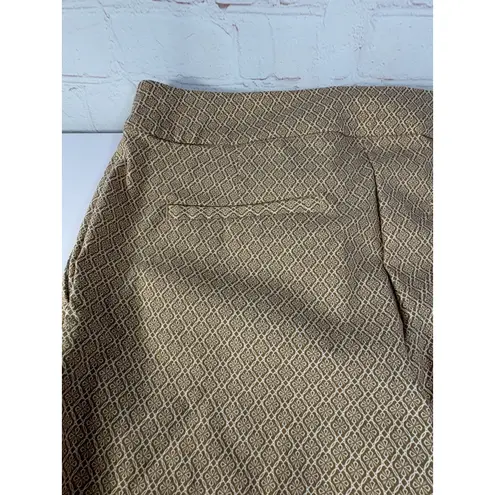 Adrienne Vittadini Women's Dress Pants Size 10 Brown Tan Geometric Print Stretch