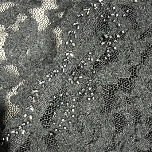 Emma James Cardigan Womens Large Black Lace Button Up Scallop Beaded Long Sleeve