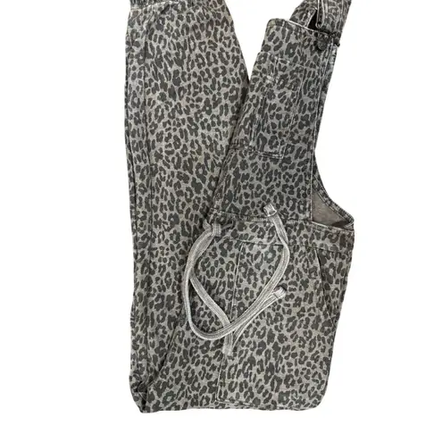 Wallflower Womens M Gray Black Animal Print Overalls Jumpsuit Casual Sleeveless Size M