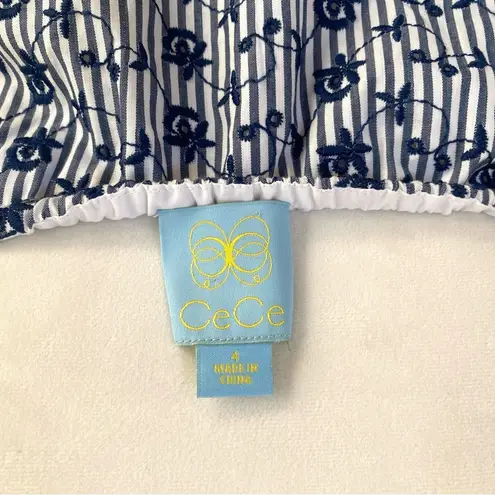 CeCe NWT Roseanna stripe embroidered off the shoulder dress Size 4